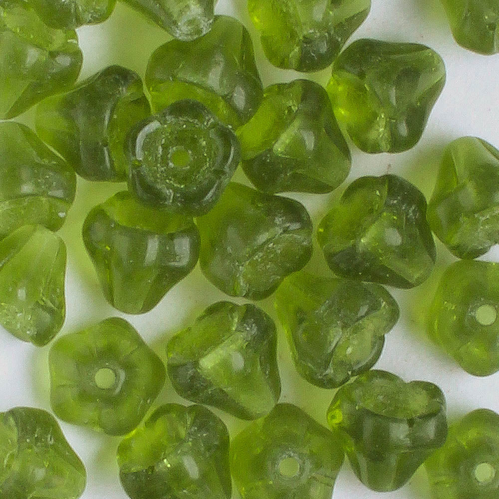 5x6mm Bell Flower - Olive Green- qty 25