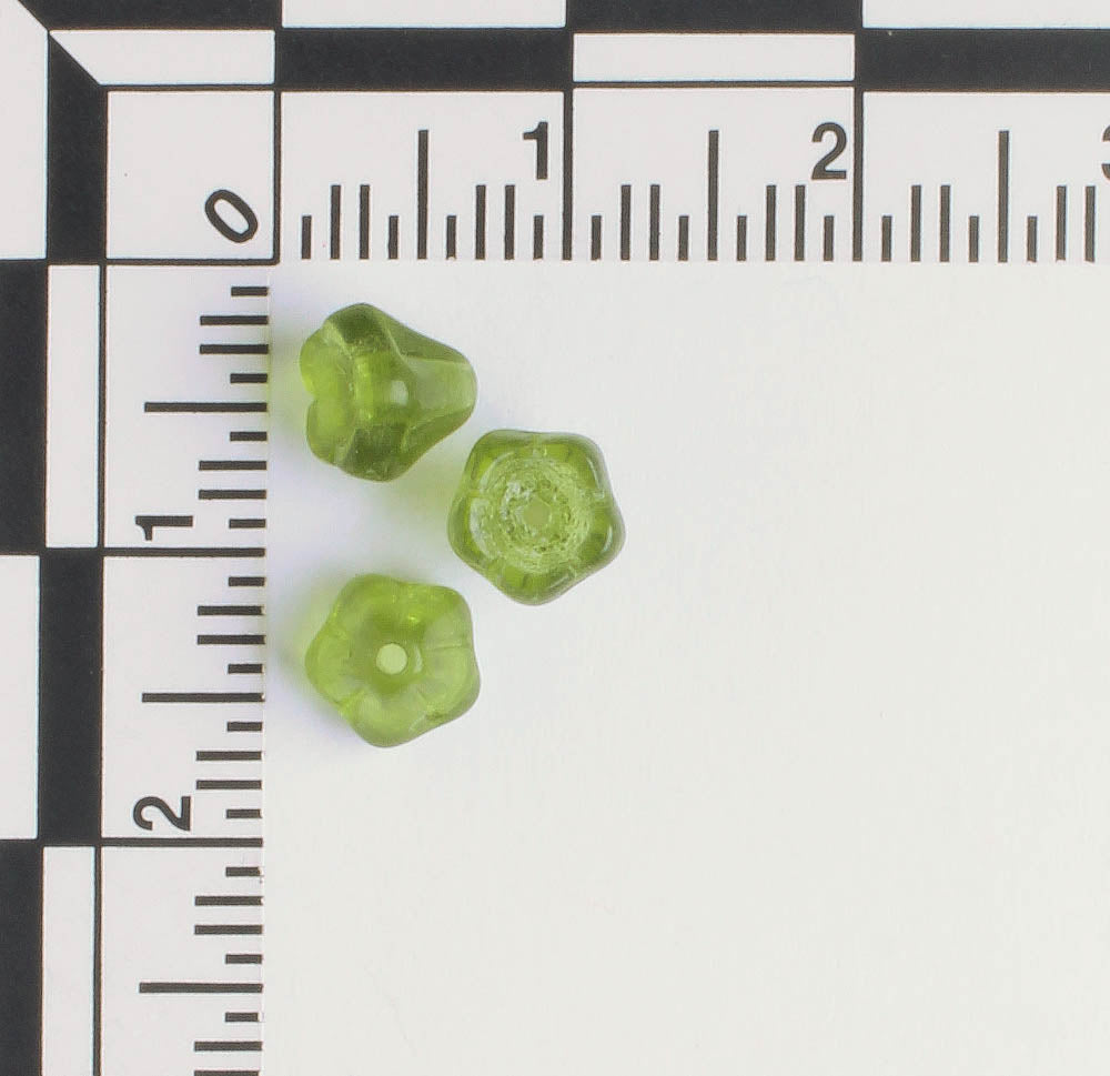5x6mm Bell Flower - Olive Green- qty 25