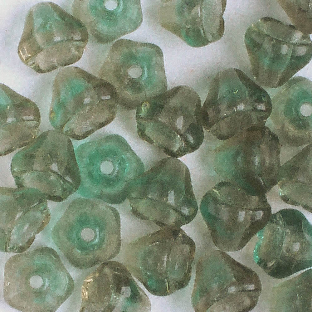 5x6mm Bell Flower - Green/Gray - qty 25