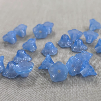 4x6mm Bell Flower - Milky Blue - qty 25