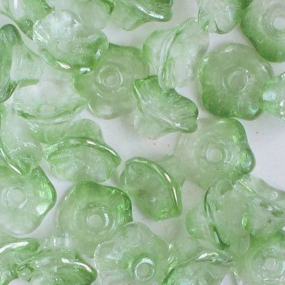 4x6mm Bell Flower - Green/Clear - qty 25