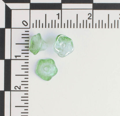 4x6mm Bell Flower - Green/Clear - qty 25