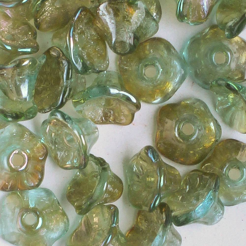 4x6mm Bell Flower - Teal/Brown Luster - qty 25