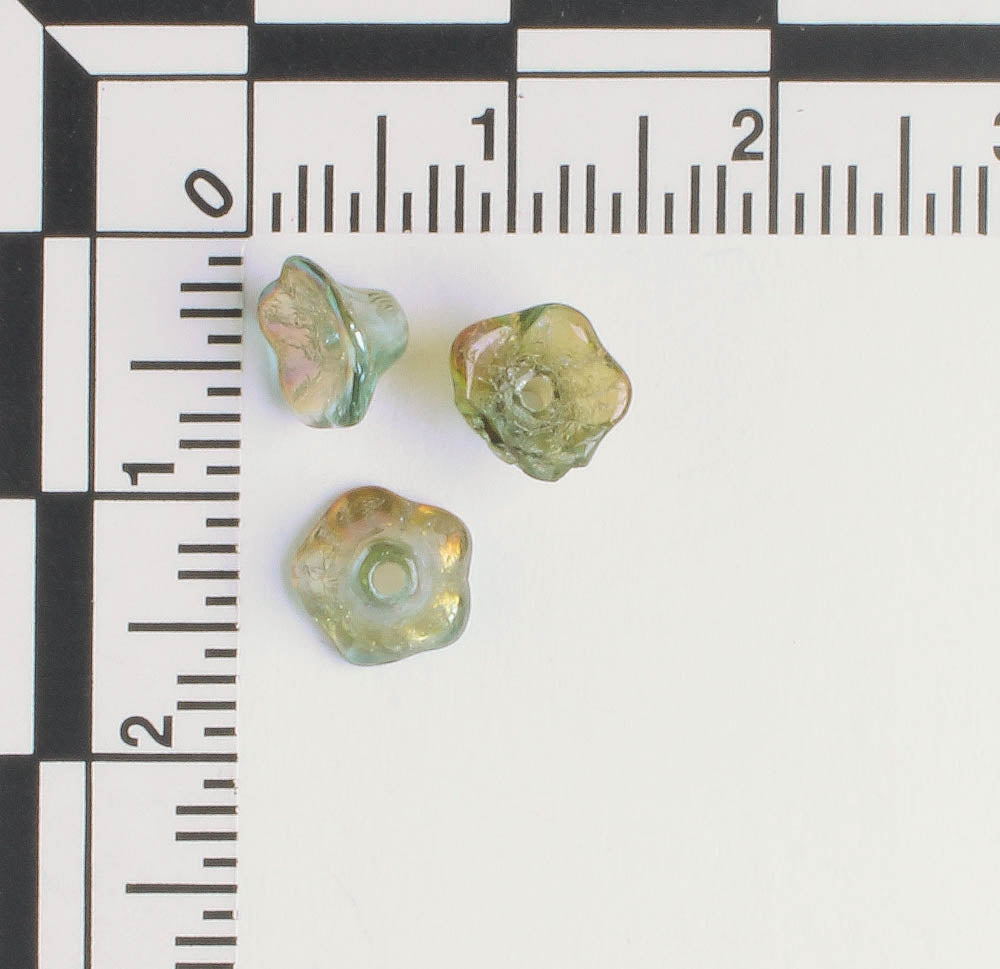 4x6mm Bell Flower - Teal/Brown Luster - qty 25
