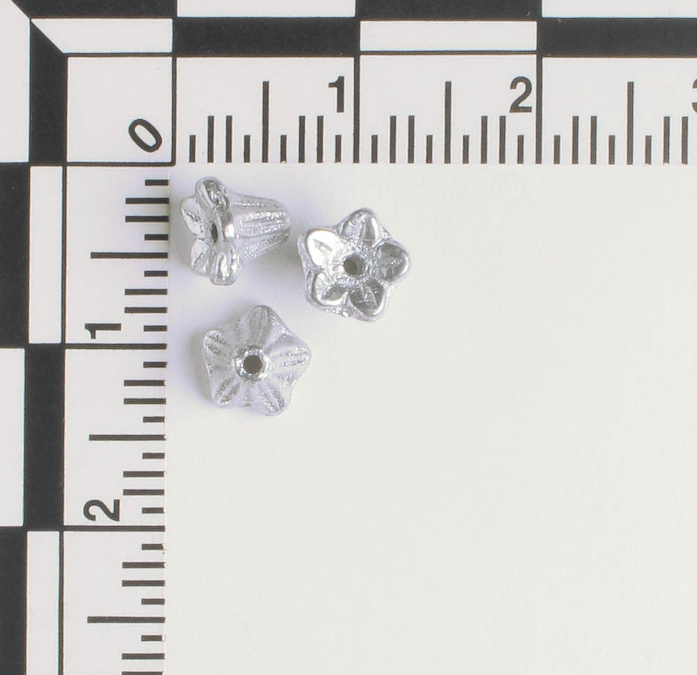5x6mm Bell Flower - Silver - qty 25