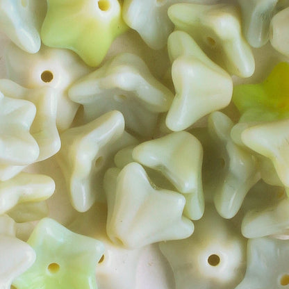 5x8mm Bell Flower - Light Green Mix - qty 25