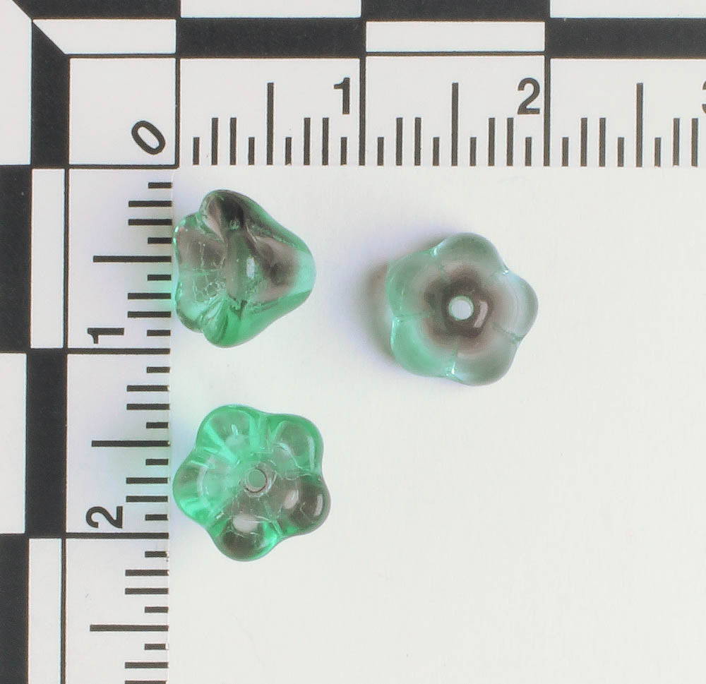 5x8mm Bell Flower - Green and Black - qty 25