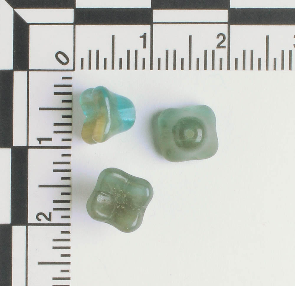 5x8mm Bell Flower - Green and Brown - qty 25