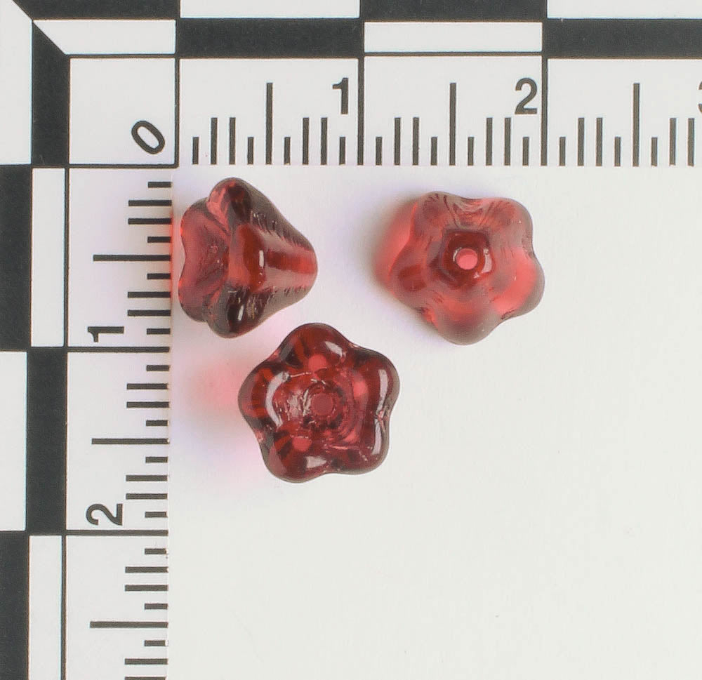 5x8mm Bell Flower - Cranberry - qty 25