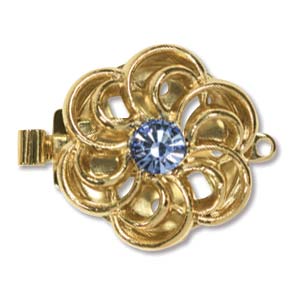 Box Clasp - Gold with Blue Crystal