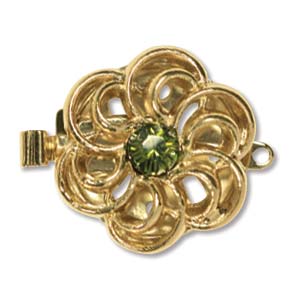 Box Clasp - Gold with Green Crystal