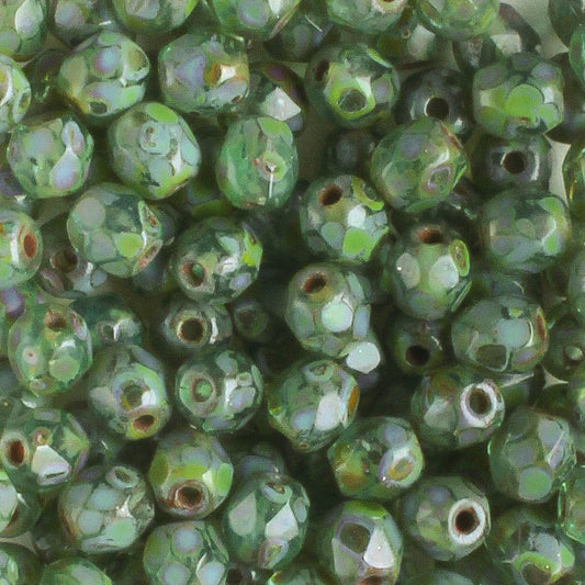 4mm Round Fire Polish Artichoke Picasso