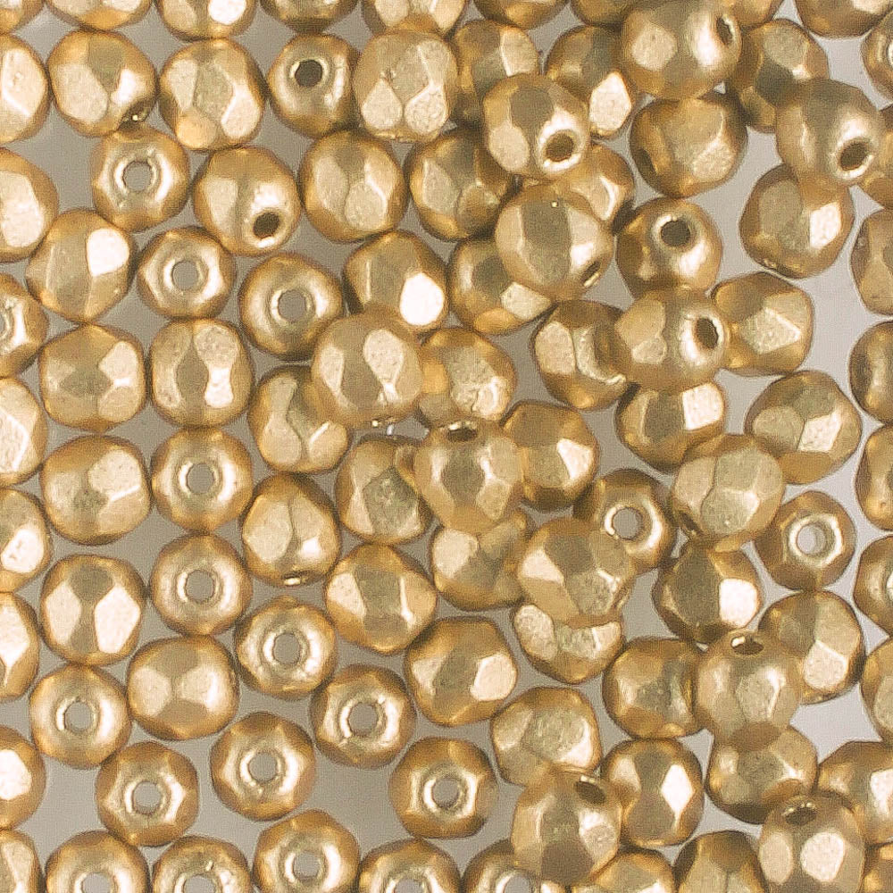 3mm Fire Polish Bronze Pale Gold - 100 beads