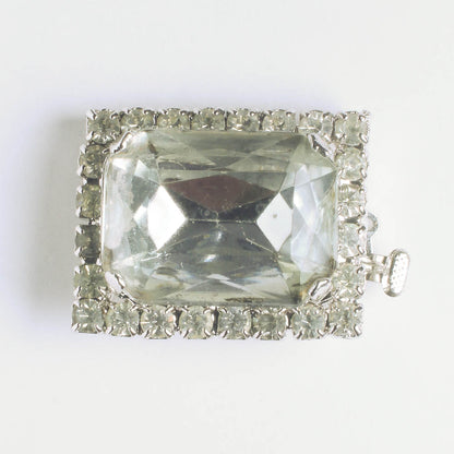 Box Clasp with Rhinestones 31x25mm