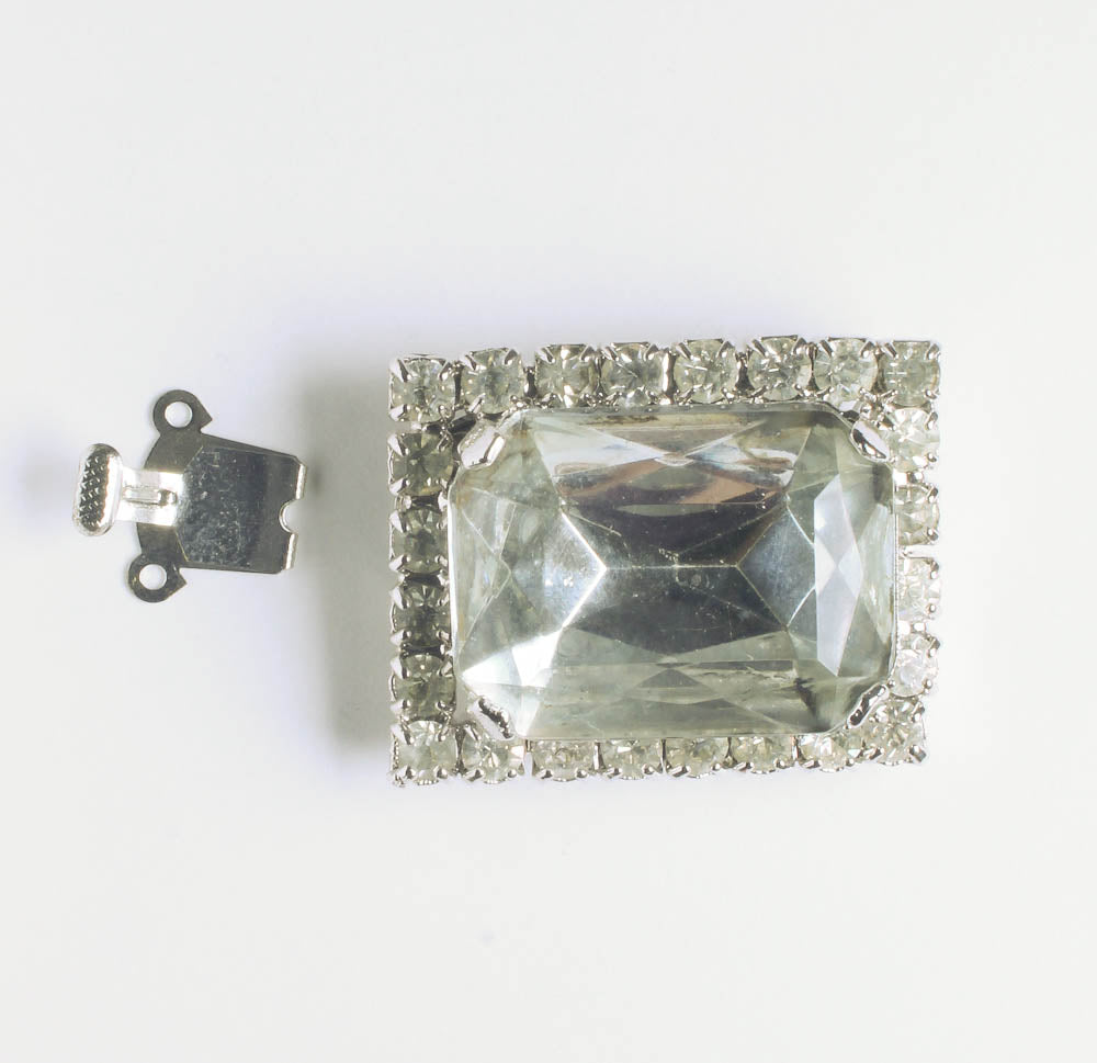 Box Clasp with Rhinestones 31x25mm