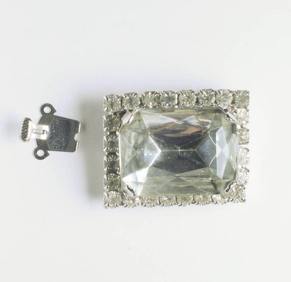 Box Clasp with Rhinestones 31x25mm