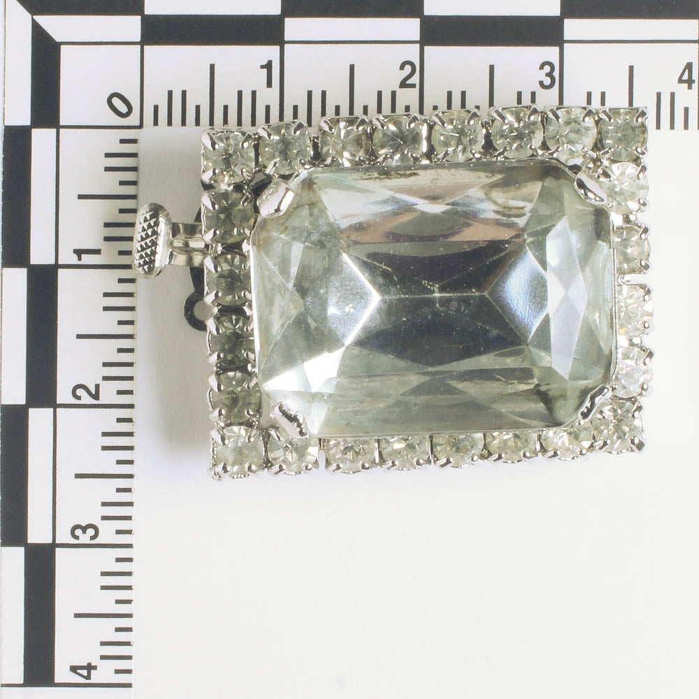 Box Clasp with Rhinestones 31x25mm