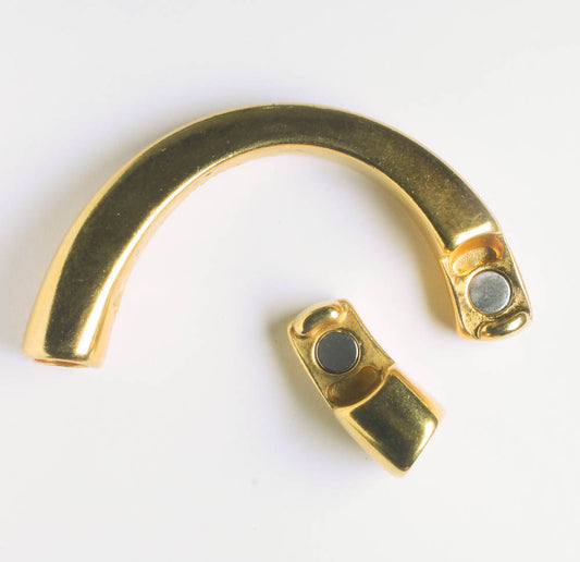 Licorice Leather Magnetic Half Cuff Clasp, 10x6mm