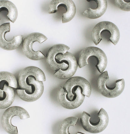 Crimp Cover Antique Silver  - qty 20