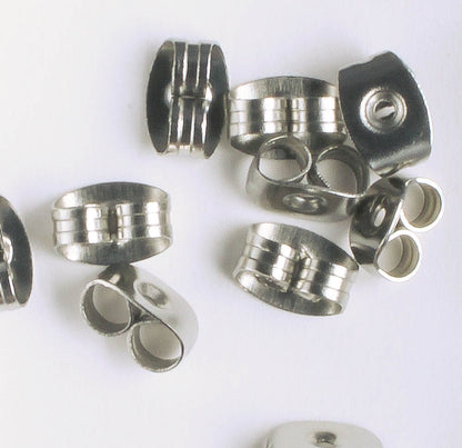 Earring Back, Stainless - 5 Pair
