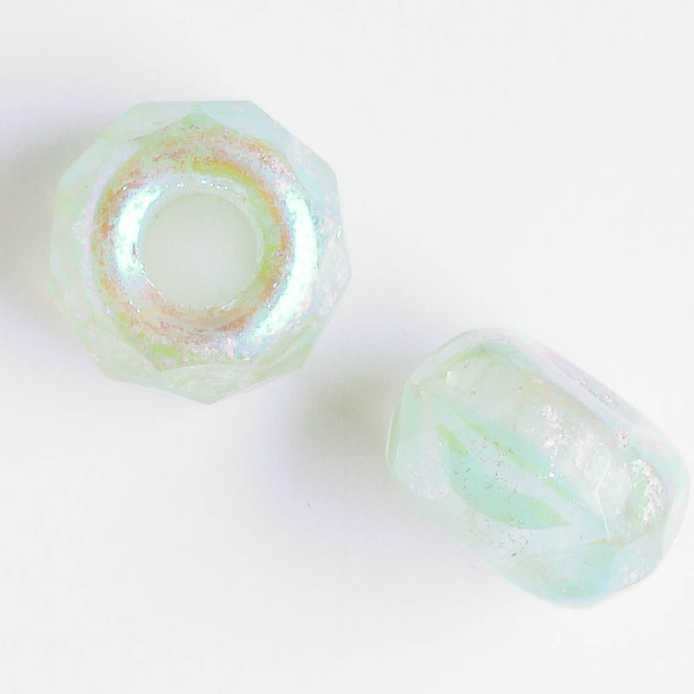 8x12mm Large Hole Roller bead Light Green and Gold