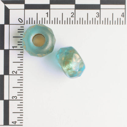 8x12mm Large Hole Roller Bead Aqua and Gold