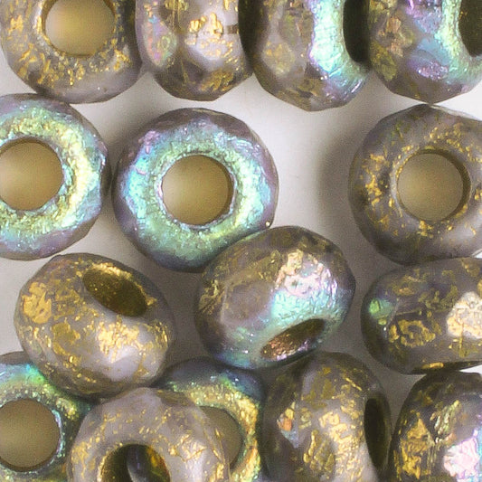 6x9mm Large Hole Roller Bead - Purple and Gold