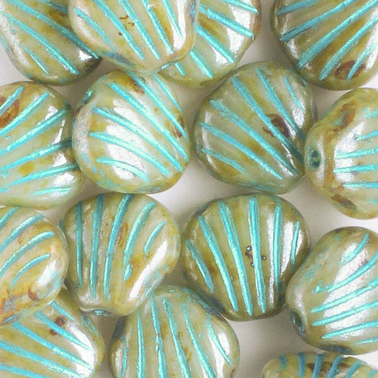 9mm Shell Bead - Picasso and Turquoise