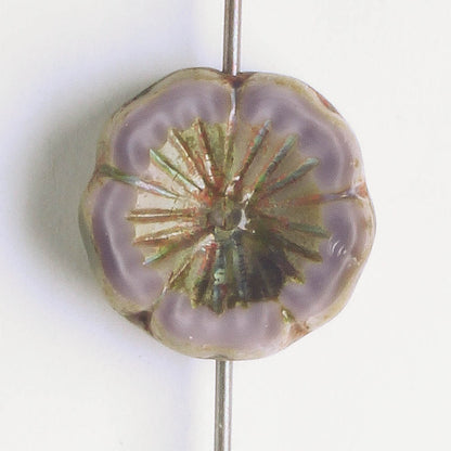 14mm Hibiscus Flower - Lavender Picasso - each