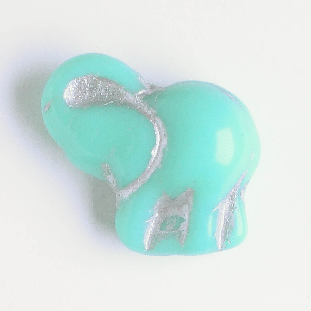 20x23mm Elephant - Turquoise and Silver - each