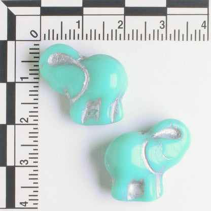 20x23mm Elephant - Turquoise and Silver - each