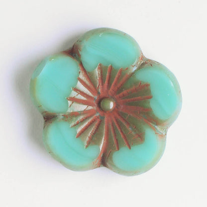 21mm Hibiscus Flower - Sea Green Picasso - each