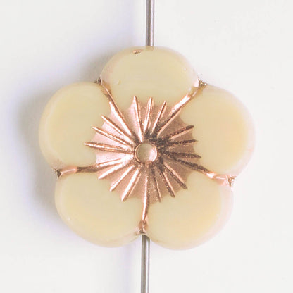 21mm Hibiscus Flower - Beige and Copper - each