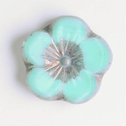 21mm Hibiscus Flower - Turquoise and Purple - each