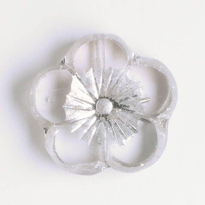21mm Hibiscus Flower - Clear Silver AB - each