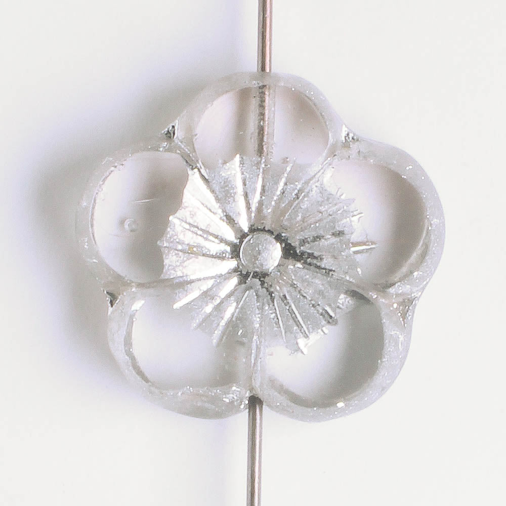 21mm Hibiscus Flower - Clear Silver AB - each