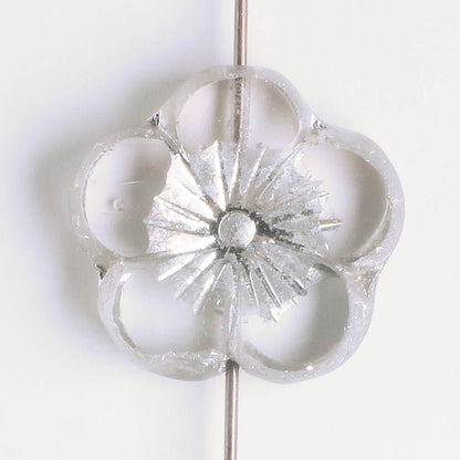 21mm Hibiscus Flower - Clear Silver AB - each