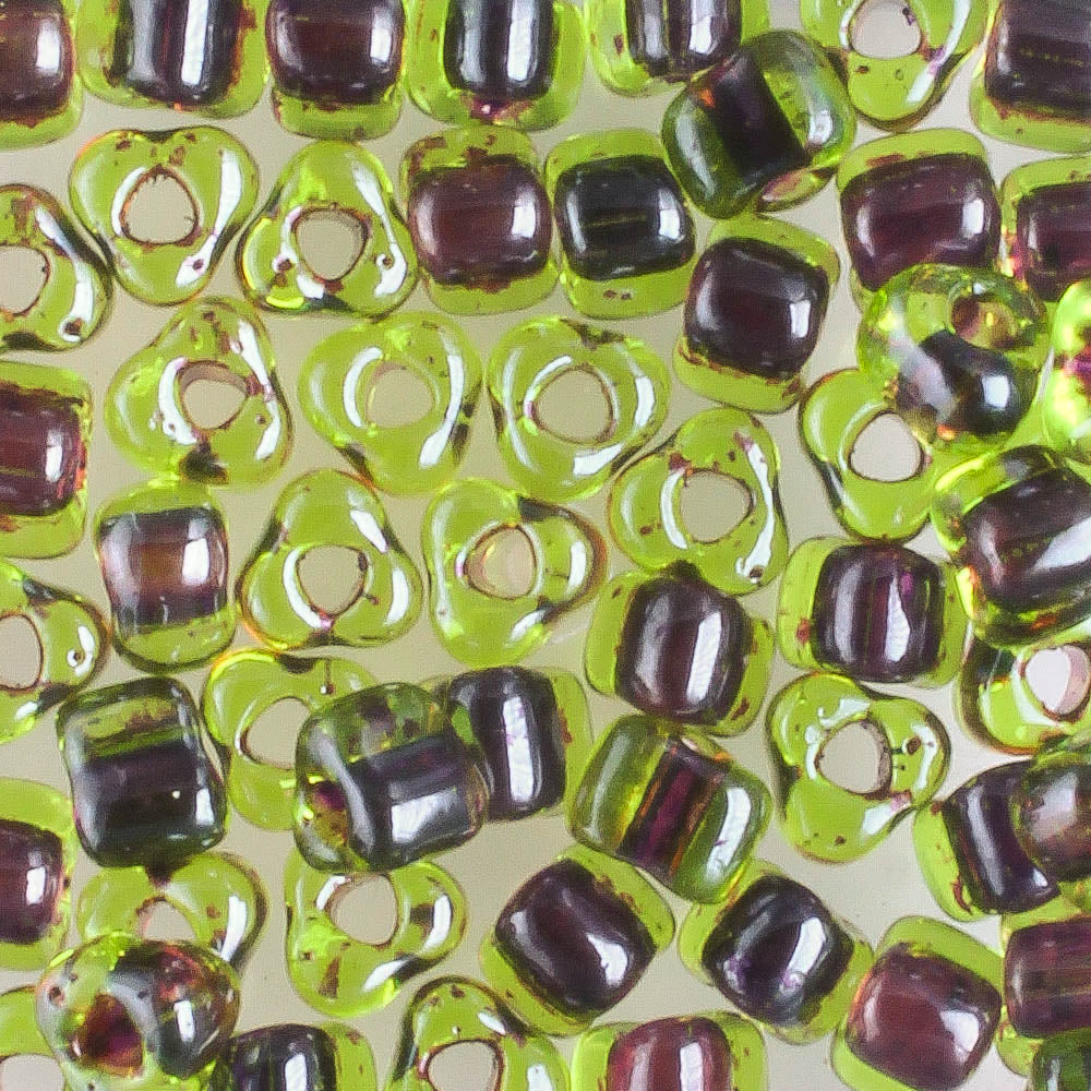 5/0 Triangle Purple Green - 5 grams