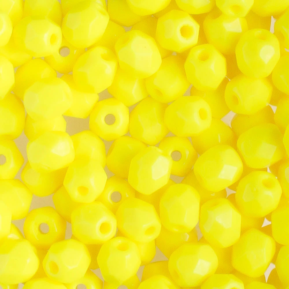 4mm Round Fire Polish Yellow - 100 beads