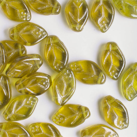 Leaf Bead - Olive Luster
