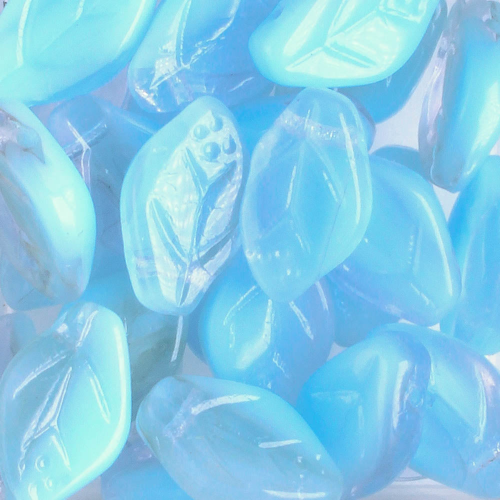 Leaf Bead - Blue/Clear