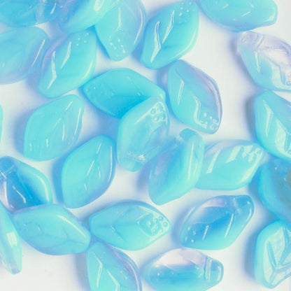 Leaf Bead - Blue/Clear
