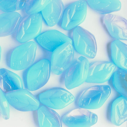 Leaf Bead - Blue/Clear