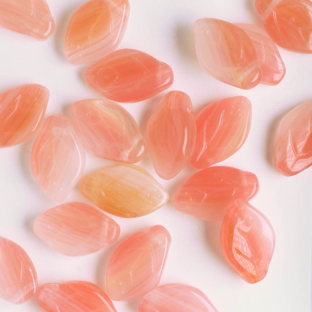 Leaf Bead - Salmon/White