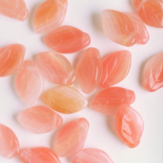 Leaf Bead - Salmon/White