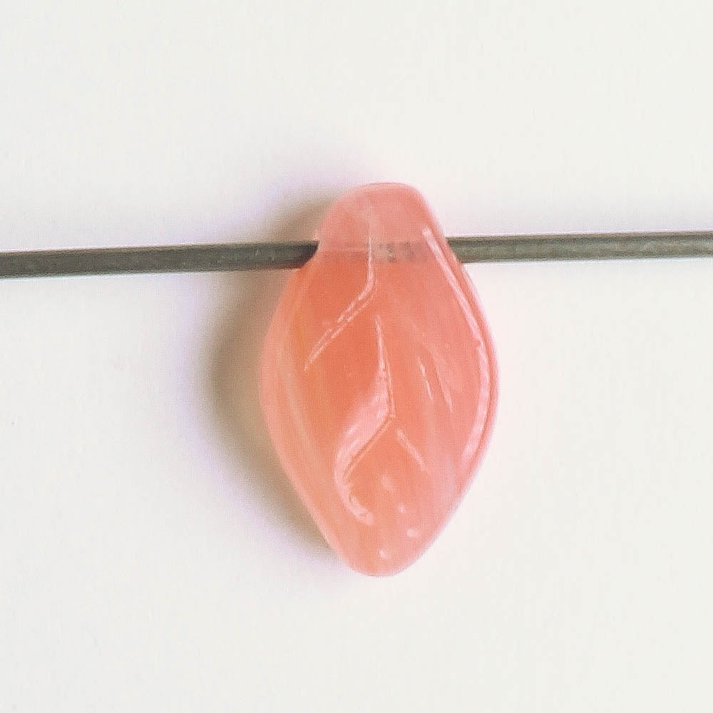 Leaf Bead - Salmon/White