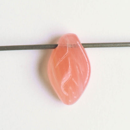 Leaf Bead - Salmon/White