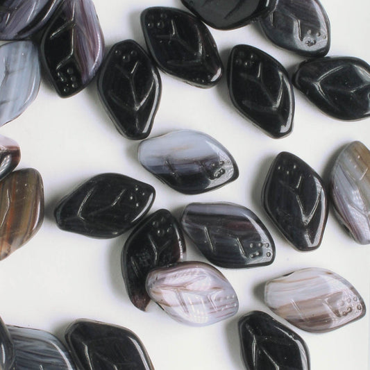 Leaf Bead - Black/Brown