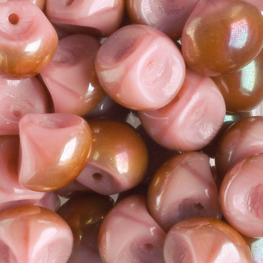Mushroom Button Bead - Pink/Orange AB