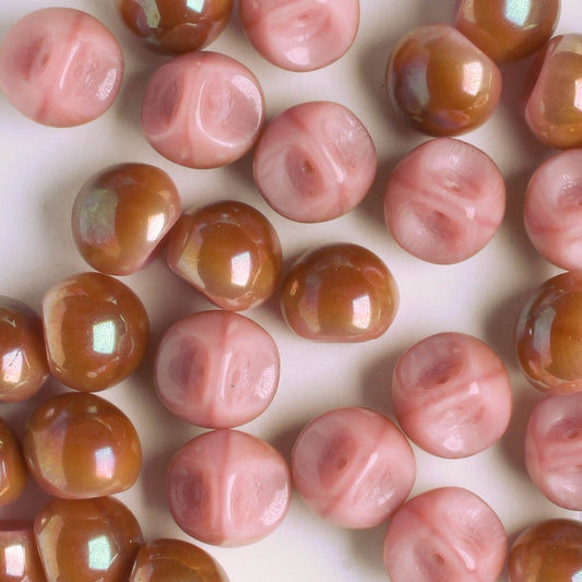 Mushroom Button Bead - Pink/Orange AB